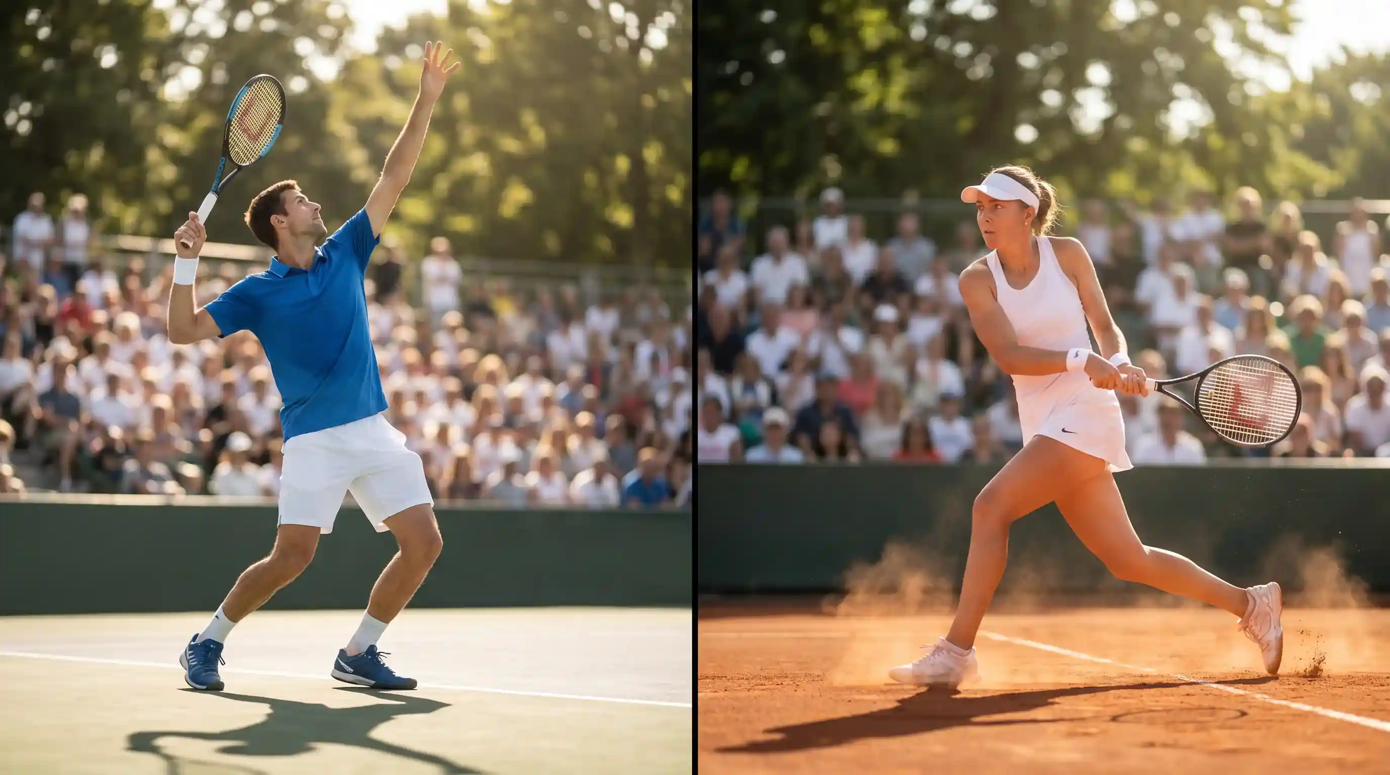 Тенисист от ATP и тенисистка от WTA по време на мач